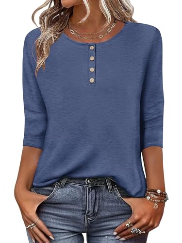 Zeagoo Womens Tops 3/4 Length Sleeve T Shirts Dressy Casual